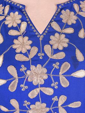 blue viscose straight kurta - 15193360 - Standard Image - 4