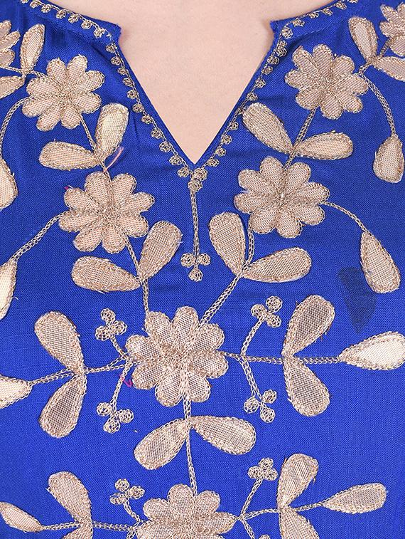 blue viscose straight kurta - 15193360 - Zoom Image - 4