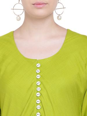 lime layered solid kurta - 15194383 - Standard Image - 4