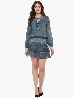 blue solid denim dress - 15194433 - Standard Image - 4