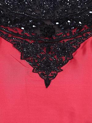 Red embroidered silk flared gown - 15195497 - Standard Image - 4