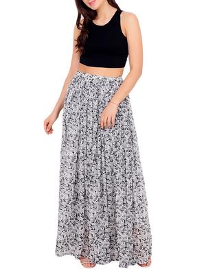 grey printed georgette maxi skirt - 15196823 - Standard Image - 4