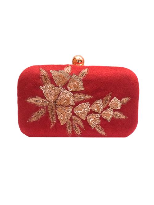 maroon velvet box clutch - 15198429 - Very Small Image - 1