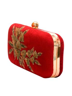 maroon velvet box clutch - 15198429 - Standard Image - 4