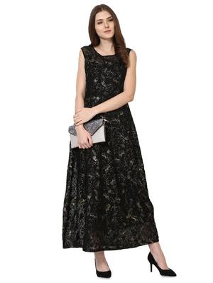 Printed net sheer gown dress - 15199375 - Standard Image - 4