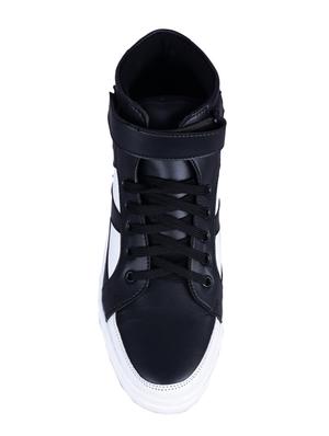 black leatherette lace up sneaker - 15201484 - Standard Image - 4