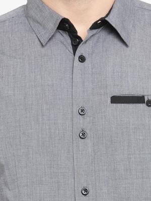 grey solid casual shirt - 15206158 - Standard Image - 4
