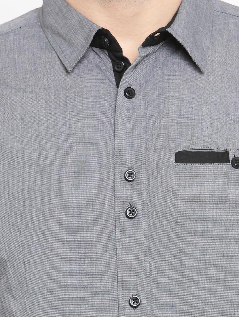grey solid casual shirt - 15206158 - Zoom Image - 4