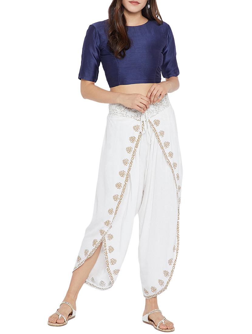 white rayon dhoti salwar salwars - 15208270 - Zoom Image - 4