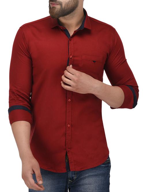 red cotton casual shirt - 15209832 - Standard Image - 1