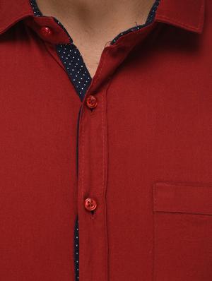 red cotton casual shirt - 15209832 - Standard Image - 4