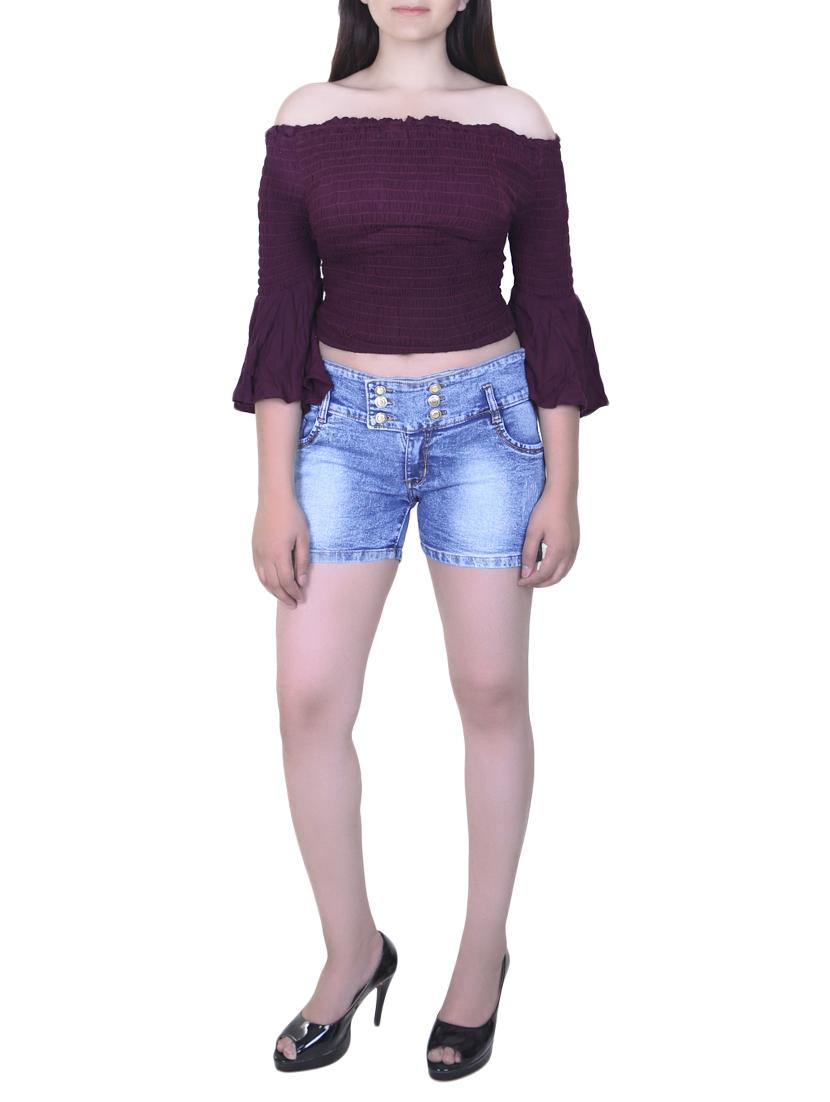 blue denim shorts - 15211085 - Zoom Image - 4