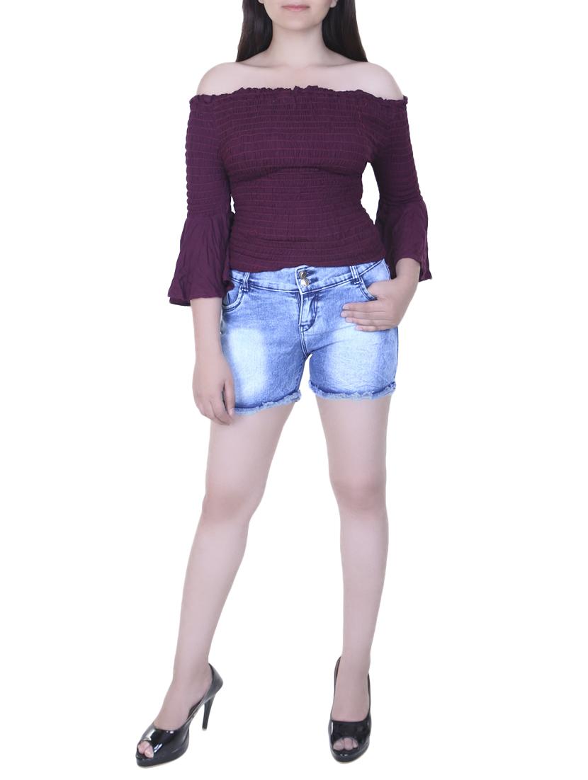 blue denim shorts - 15211086 - Zoom Image - 4