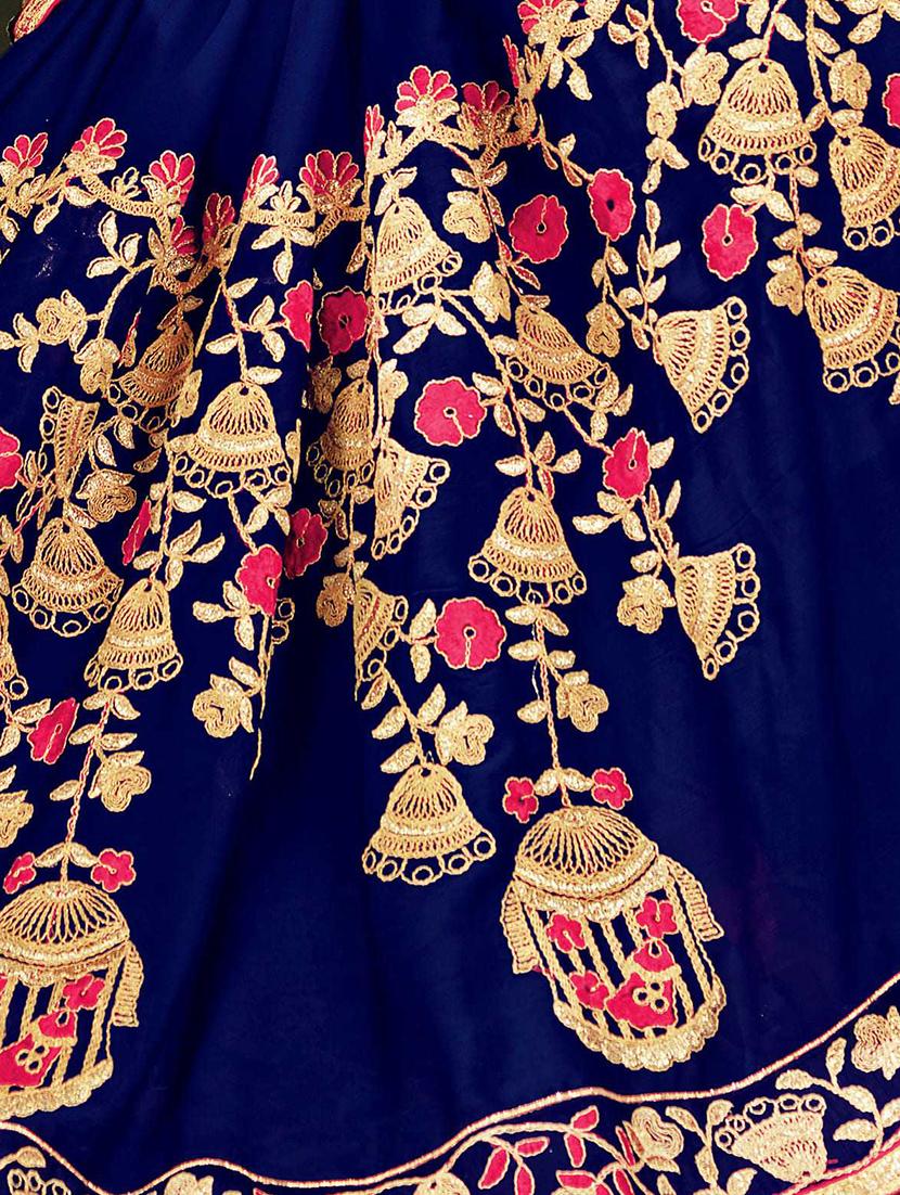 pink georgette half & half saree with blouse - 15212999 - Zoom Image - 4