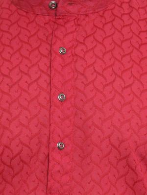 maroon cotton kurta pyjama set - 15213051 - Standard Image - 4