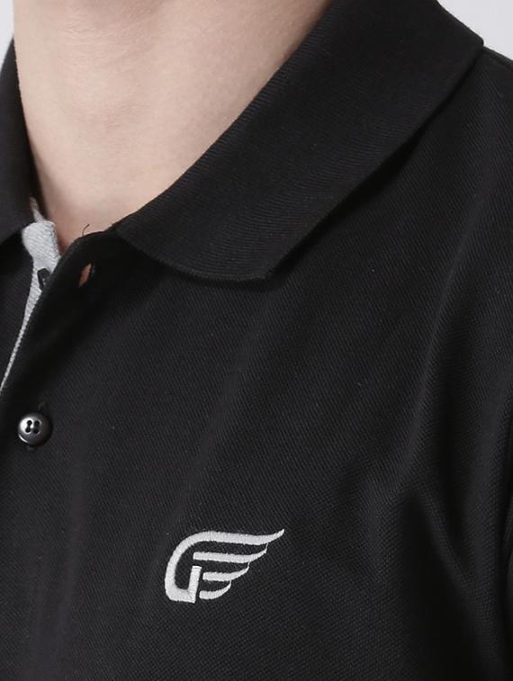 black cotton blend polo t-shirt - 15213913 - Zoom Image - 4