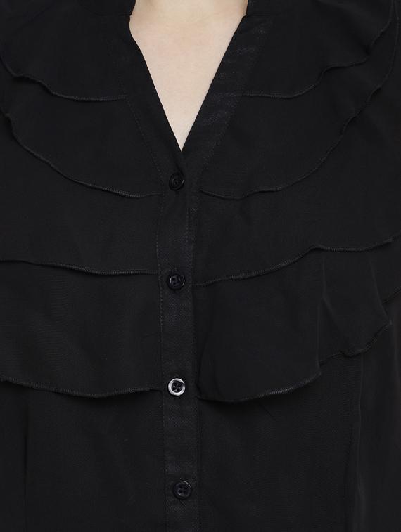 black solid layered shirt - 15214883 - Zoom Image - 4