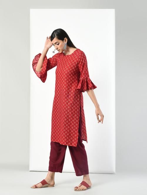 floral printed straight kurta - 15216084 - Very Small Image - 1