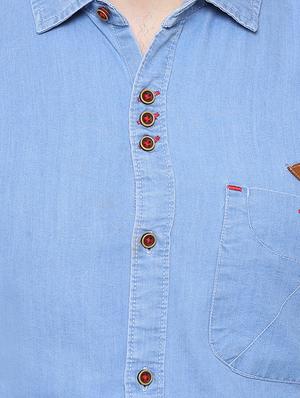 blue denim casual shirt - 15217363 - Standard Image - 4