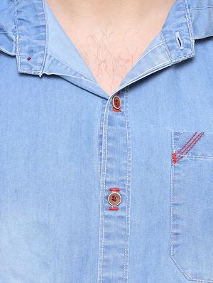 light blue denim casual shirt - 15217367 - Standard Image - 4