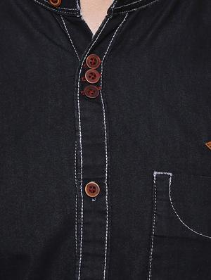 black denim casual shirt - 15217369 - Standard Image - 4