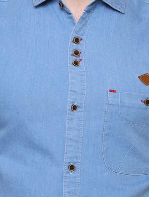 blue denim casual shirt - 15217388 - Standard Image - 4