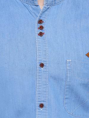 light blue denim casual shirt - 15217394 - Standard Image - 4