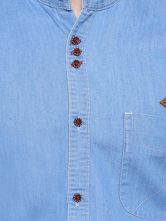 light blue denim casual shirt - 15217394 - Zoom Image - 4