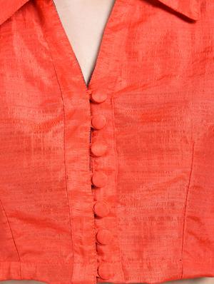 orange silk solid blouse - 15217420 - Standard Image - 4