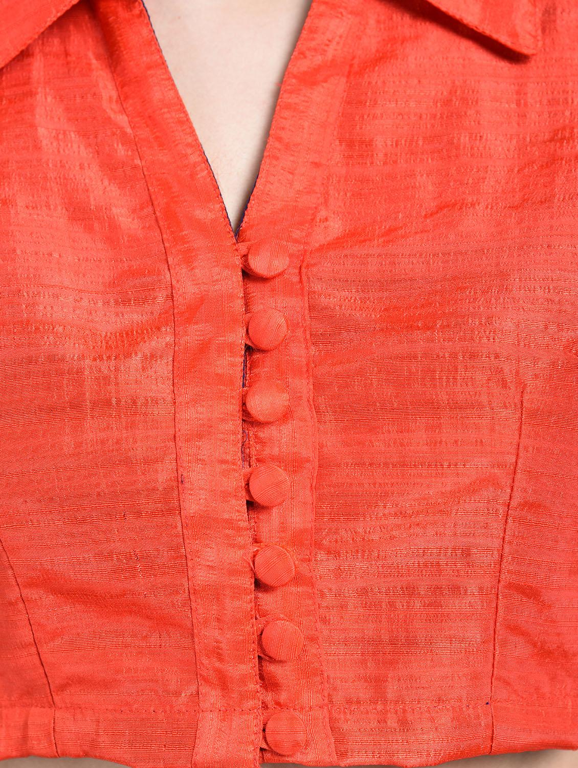 orange silk solid blouse - 15217420 - Zoom Image - 4