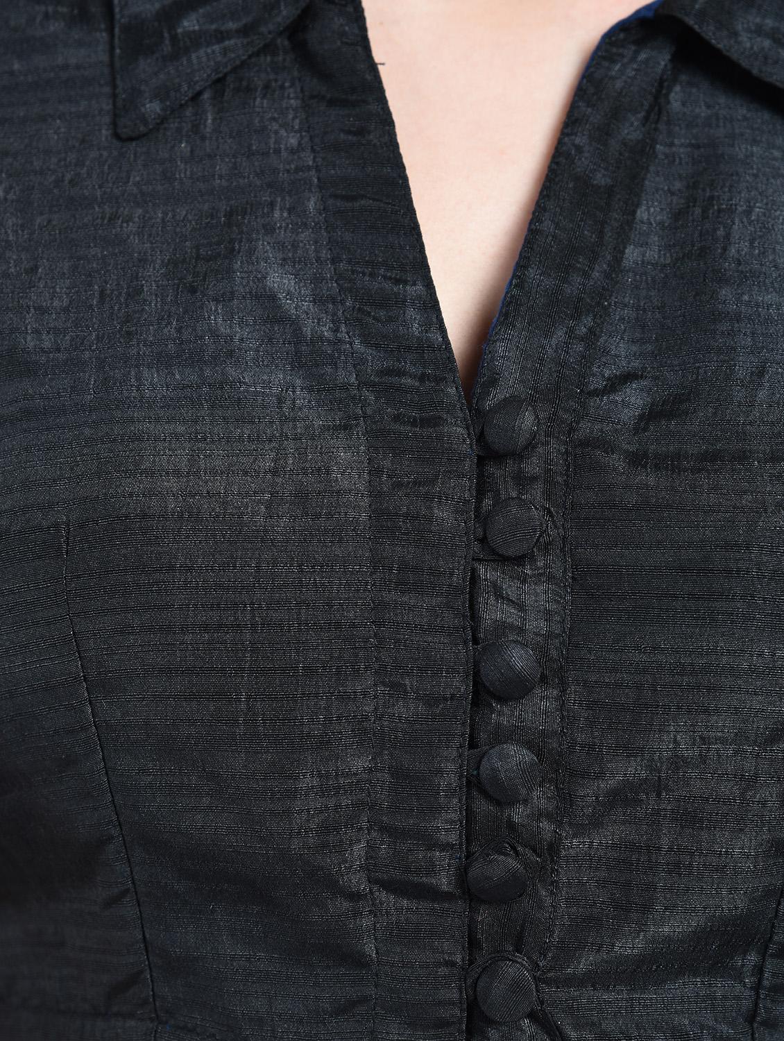 black silk solid blouse - 15217421 - Zoom Image - 4