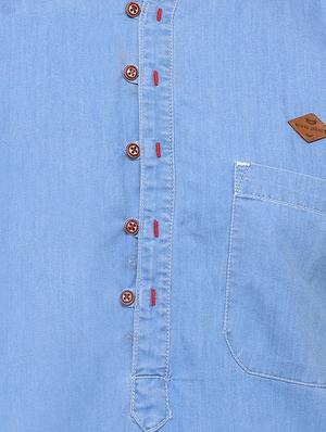 light blue denim medium kurta - 15218221 - Standard Image - 4