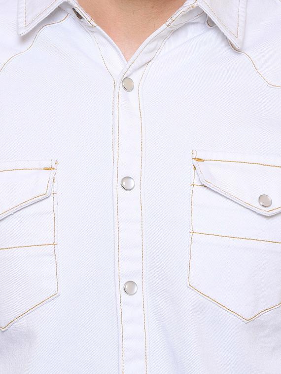 white denim casual shirt - 15218648 - Zoom Image - 4