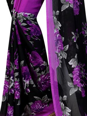 purple georgette printed saree with blouse - 15218955 - Standard Image - 4