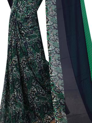 green georgette printed saree with blouse - 15219011 - Standard Image - 4