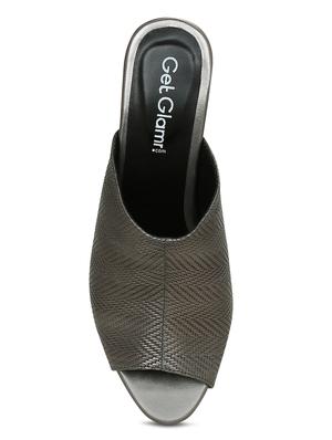 grey leatherette mules sandals - 15219219 - Standard Image - 4
