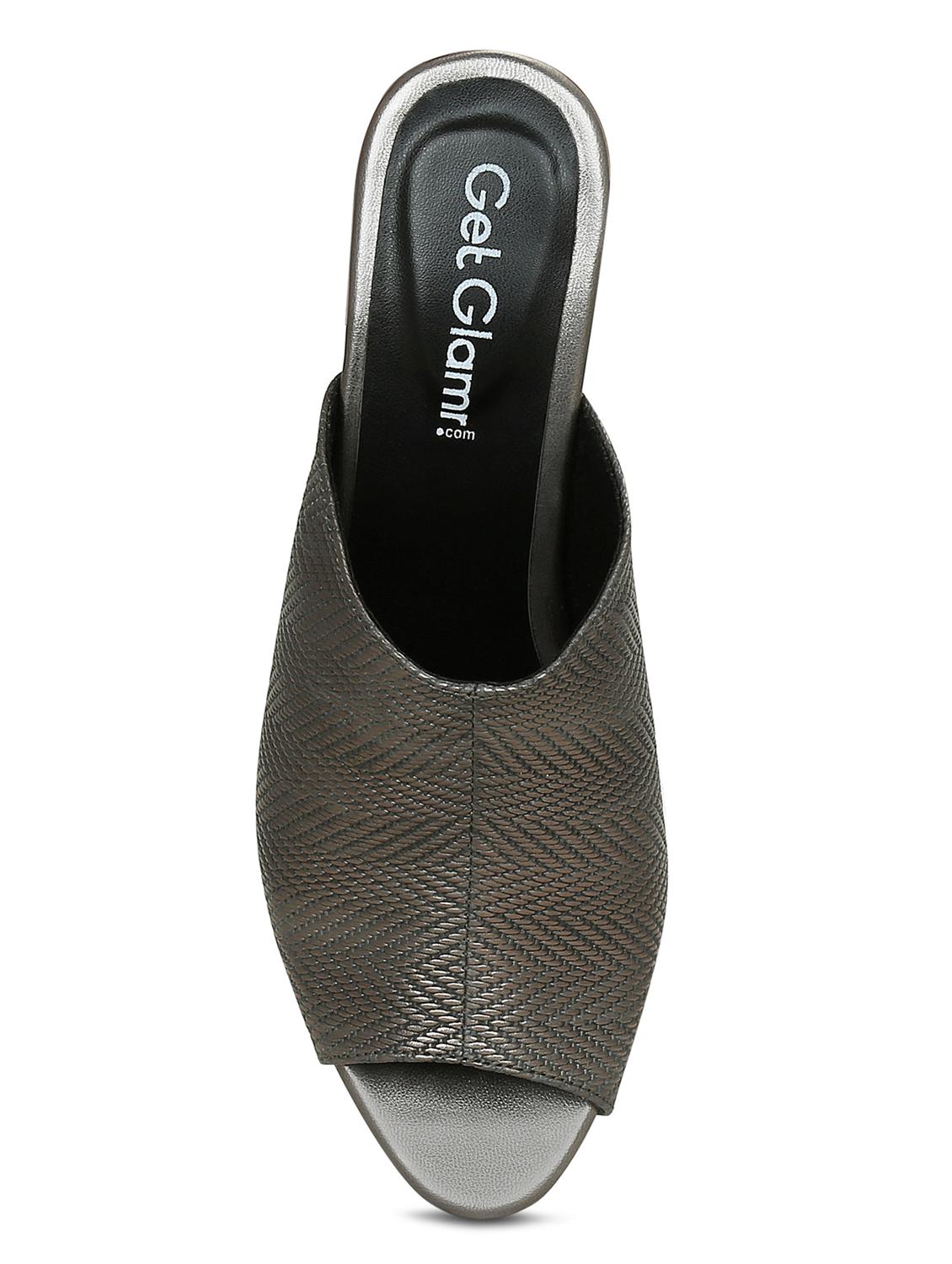 grey leatherette mules sandals - 15219219 - Zoom Image - 4