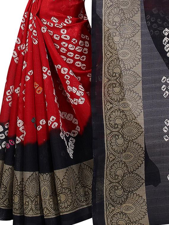 red art silk bandhani saree with blouse - 15219460 - Zoom Image - 4