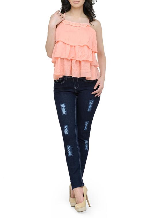 dark blue denim distressed jeans - 15219558 - Zoom Image - 4