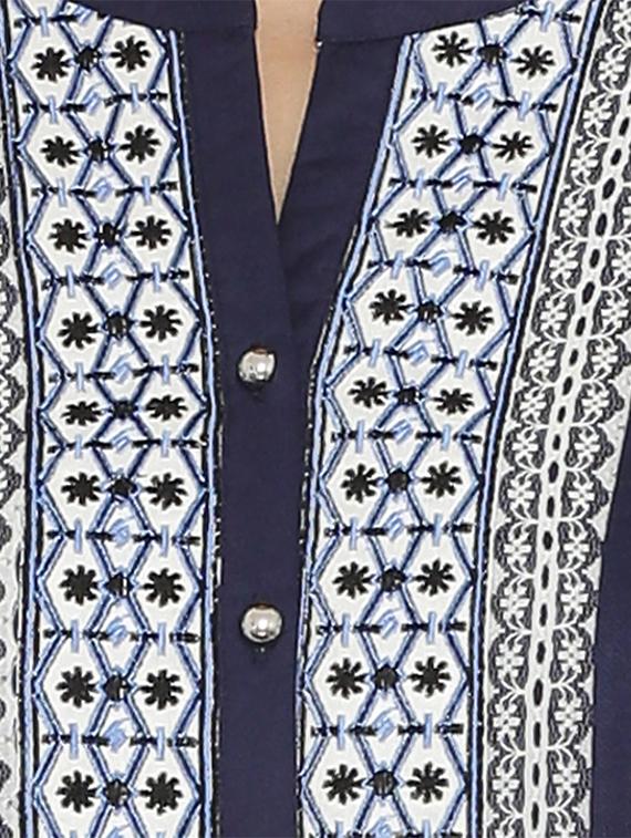 blue rayon high low kurta - 15220704 - Zoom Image - 4