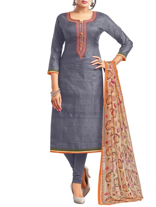 embroidered unstitched churidaar suit - 15223004 - Standard Image - 1