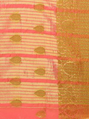 peach silk blend banarasi saree with blouse - 15225824 - Standard Image - 4