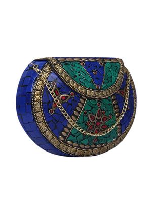blue metal box clutch - 15226844 - Standard Image - 4