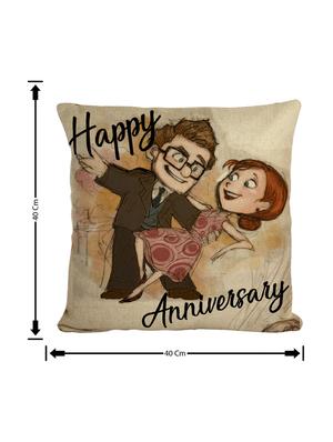 happy anniversary cushion cover jute, 16 x 16 inches - 15226904 - Standard Image - 4