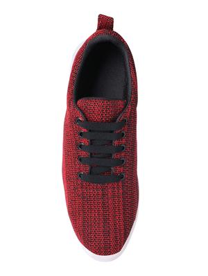 maroon mesh lace up sport shoes - 15227241 - Standard Image - 4