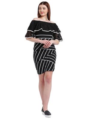 black cotton printed off shoulder dress - 15228164 - Standard Image - 4