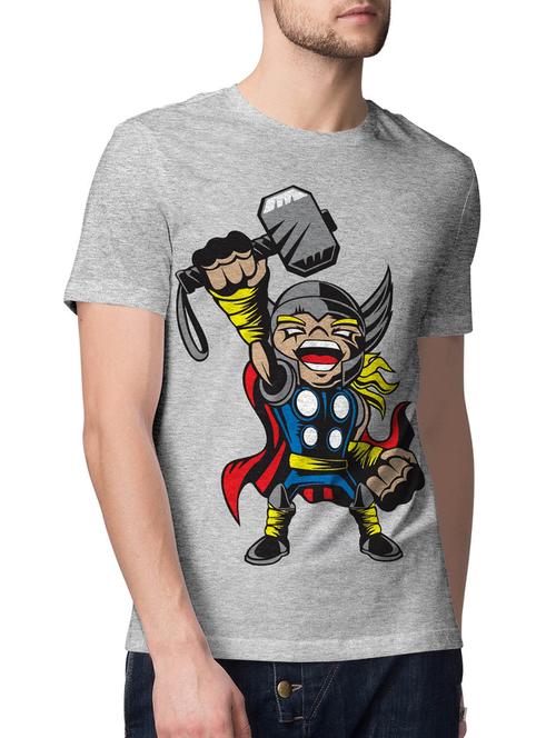 grey cotton blend front print tshirt - 15229246 - Standard Image - 1