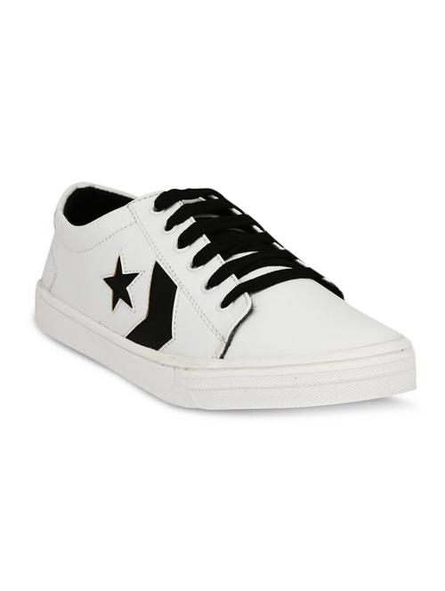 white leatherette lace up sneaker - 15229887 - Standard Image - 1