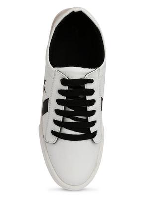 white leatherette lace up sneaker - 15229887 - Standard Image - 4