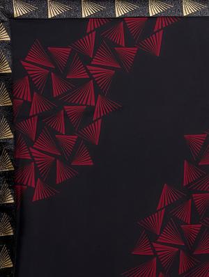 black georgette printed saree with blouse - 15230993 - Standard Image - 4
